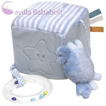   Baby Bruin Kocka 3D-s tengeri állatokkal 10*10*10 cm, bébiplüss