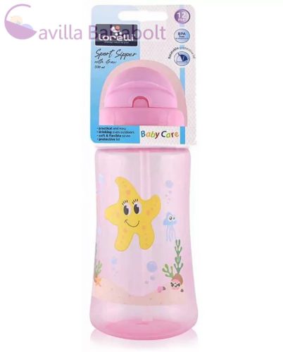 BABY CARE OCEAN SZÍVÓSZÁLAS SPORTITATÓ 330 ML - PINK