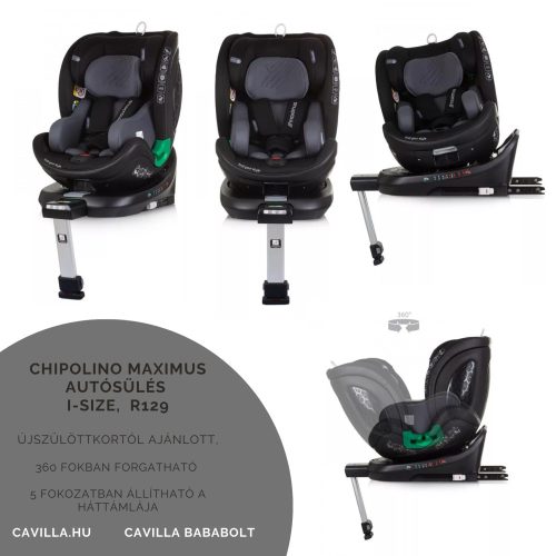 Chipolino Maximus autósülés I-Size 40-150cm -obsidian