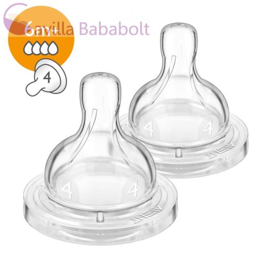 Philips AVENT SCF63427 Classic Gyorsfolyású pótcumi 4 lyukú 2 db-os, 6+hó