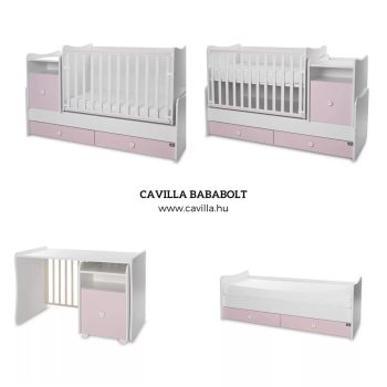   Lorelli Trend PLUS kombi ágy 70x165 - White & Orchid Pink ÚJ