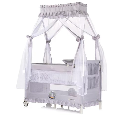 Chipolino Palace multifunkciós utazóágy baldachinnal - Hippo grey