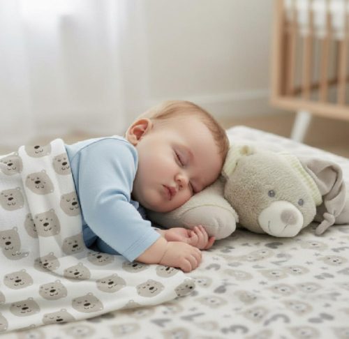 Lorelli Poffy Duo takaró 75x90 cm párnával 45x30 cm - White BeigeTeddy Bear