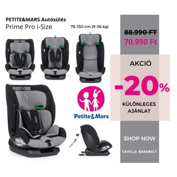   PETITE&MARS Autósülés Prime Pro i-Size Midnight Grey 76-150 cm (9-36 kg)