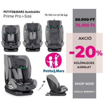   PETITE&MARS Autósülés Prime Pro i-Size Grey Air 76-150 cm (9-36 kg)