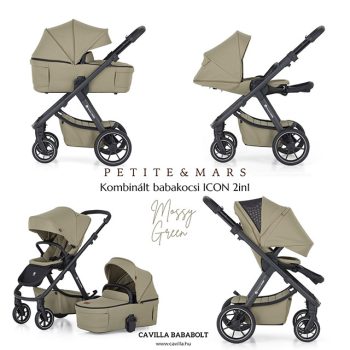   PETITE&MARS Kombinált babakocsi ICON 2in1 Mossy Green LITE RWS