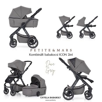   PETITE&MARS Kombinált babakocsi ICON 2in1 Dove Grey LITE RWS