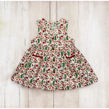 Kiko lenvászon-pamut virágos ruha , Méret 98-as (3-4 év)