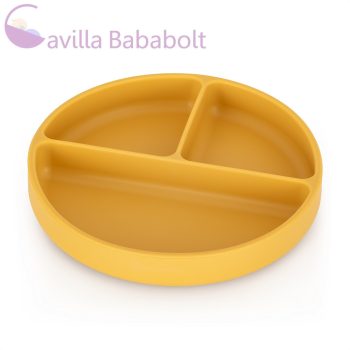   PETITE&MARS Szilikon osztott tányér, kerek Take&Match Intense Ochre 6m+