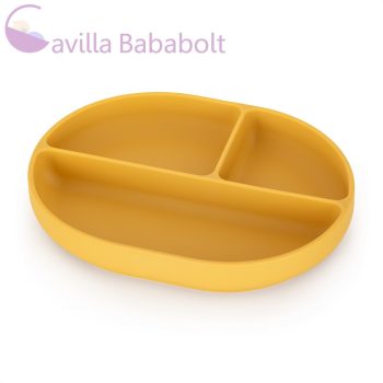   PETITE&MARS Szilikon osztott tányér, ovális Take&Match Intense Ochre 6m+