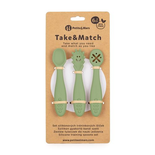 PETITE&MARS Szilikon gyakorló kanál szett 3 db Take&Match Sweet Pea 6m+