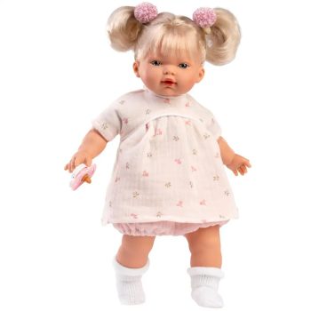   Llorens Roberta 33cm-es síró baba cumival virágos ruhában