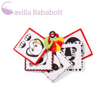   BABYONO Könyv állatok rágókával, újszülött kortól, monochrome