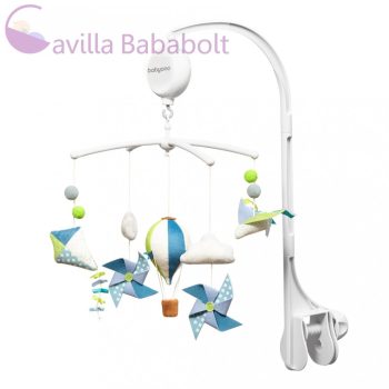 BABYONO zenélő forgó kiságyra 0m+, léggömbök