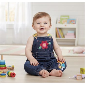   George tavaszi mintás pamut-farmer kertésznadrág , Méret 74-80-as (9-12 hó)