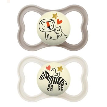   MAM Supreme Night Éjszakai szilikon cumi 16 hó+ 2 db (szürke, bézs)