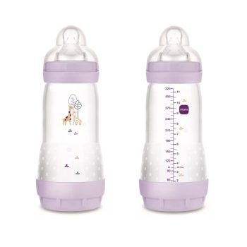   MAM Forest Matt Anti-Colic cumisüveg 320ml - 4h+, lila zsiráf