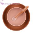 NATTOU Szilikon étkészlet előkével 4 db-os rózsaszín BPA mentes