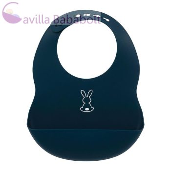 NATTOU Szilikon előke rögzítéssel sötétkék BPA mentes