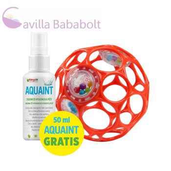   OBALL RATTLE játék 10 cm 0hó+ orange + AJÁNDÉK Aquaint TERMÉSZETES tisztító folyadék  50ml