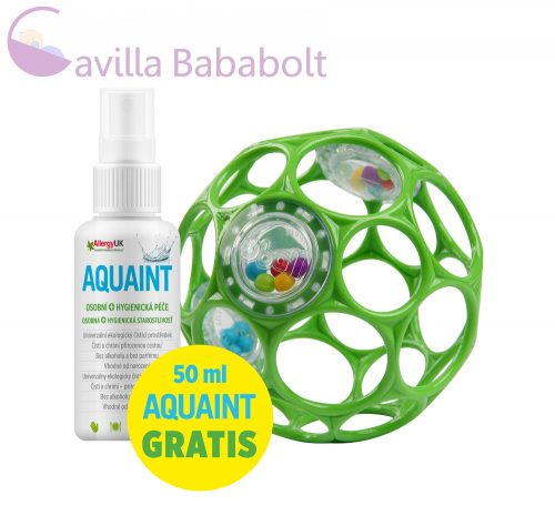 OBALL RATTLE játék 10 cm 0hó+ seafoam + AJÁNDÉK Aquaint TERMÉSZETES tisztító folyadék  50ml