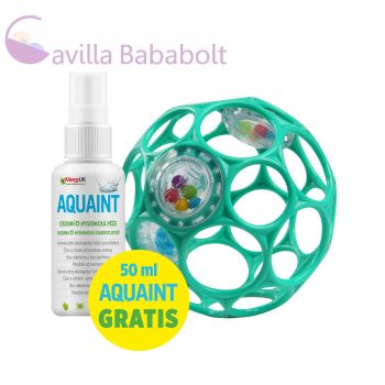   OBALL RATTLE játék 10 cm 0hó+ dark turquoise + AJÁNDÉK Aquaint TERMÉSZETES tisztító folyadék  50ml