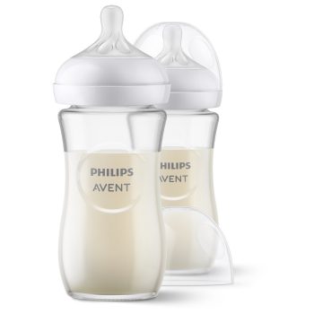   Philips AVENT SCY933/02 Natural Response üvegből készült cumisüveg 240 ml, 1hó+ 2 db