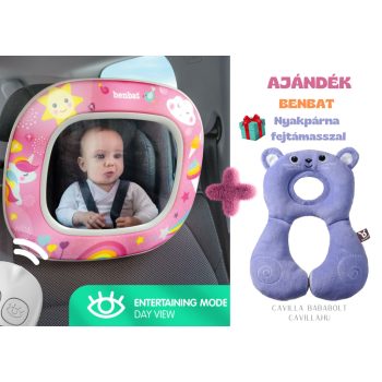   BENBAT Gyermek autós tükör Night&Day + BENBAT Nyakpárna fejtámasszal, egér 1-4év