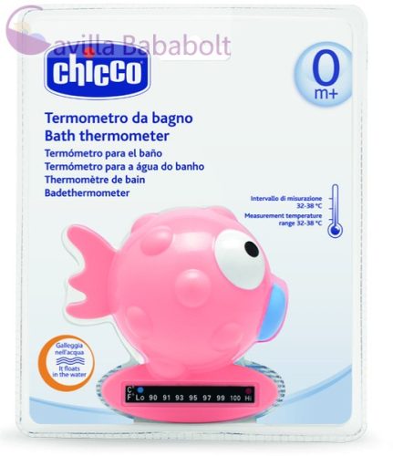 CHICCO Halacskás vízhőmérő hőre színváltós, indikátorcsíkkal 0m+, pink