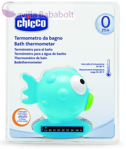 CHICCO Halacskás vízhőmérő hőre színváltós, indikátorcsíkkal 0m+, kék