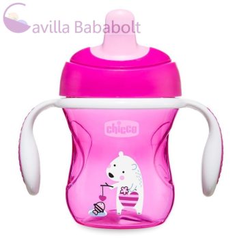   Chicco Training Cup 2in1 gyakorló-itatópohár kivehető szeleppel, rózsaszín