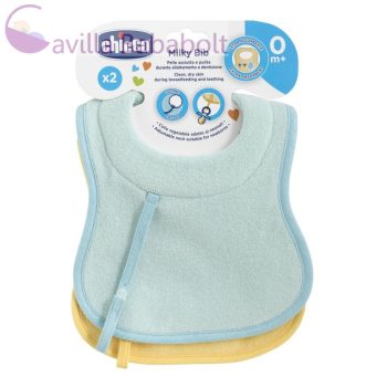  CHICCO Milky Bib előke nedvszívó nyakrésszel és cumipánttal - 2 db