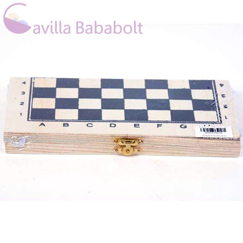 Fa sakk, összecsukható 21x21cm-es táblával műanyag figurákkal
