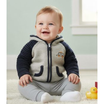 TU pamut kapucnis pulóver,  Méret 62-68-as (3-6 hó)