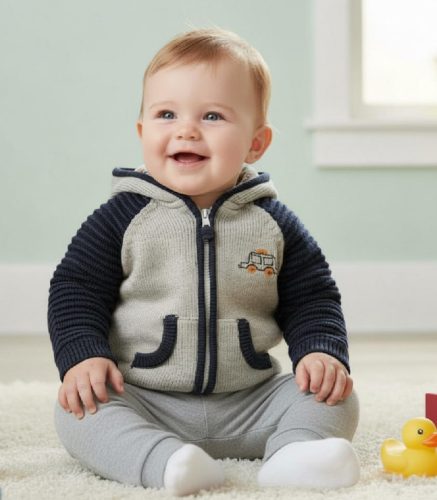 TU pamut kapucnis pulóver,  Méret 62-68-as (3-6 hó)