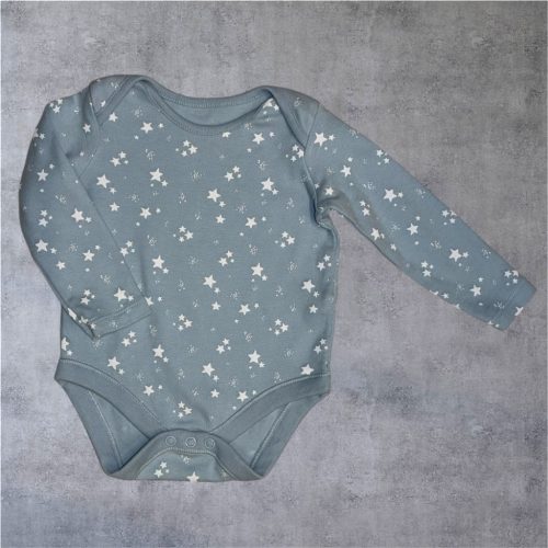 Csillagos kék pamut body, kombidressz , Méret-62-es (3-6 hó)