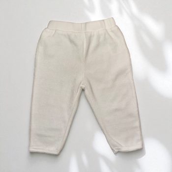   Fehér bébiplüss gumis derekú nadrág,  Méret 68-as (3-6 hó)