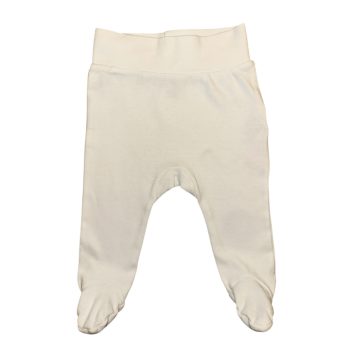   Fehér pamut gumis derekú, talpas nadrág,  Méret 56-os (0-3 hó)