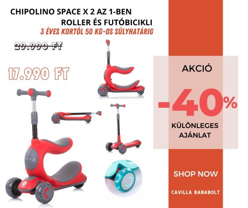 Chipolino Space X 2 az 1-ben roller és futóbicikli - Red