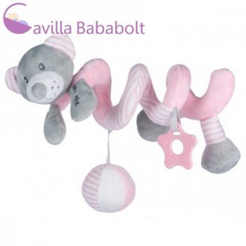   Macis plüss spirál játék kiságyra, babakocsira, hordozóra, rózsaszín