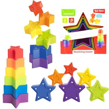   Little Stars Színes csillag formájú toronyépítő bébijáték