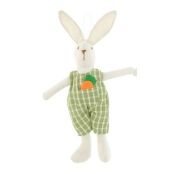 Fiú nyuszi kockás ruhában, akasztós 25 cm