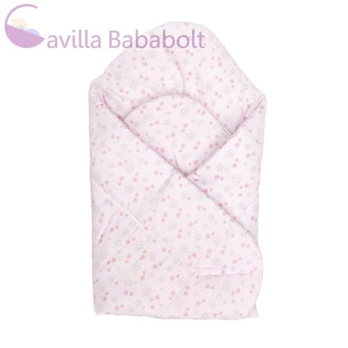 Pólyává alakítható takaró , 78x78cm, rózsaszín csillagok