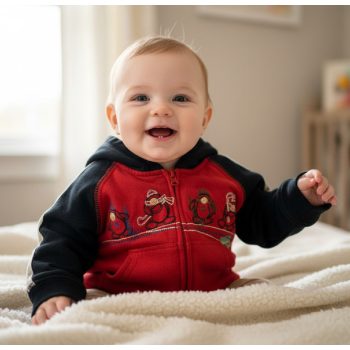   George kapucnis, pamut bébi pulóver, Méret 50-56-os (0-3 hó)