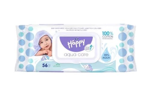 Bella Happy Popsitörlő Aqua Care, vízalapú kupakos (56 db/cs)