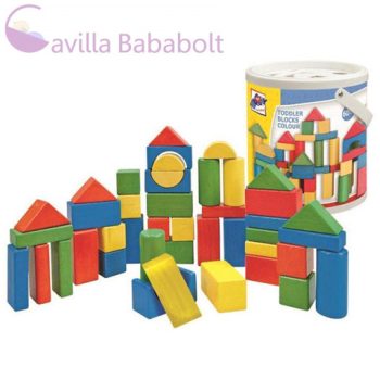   Fa építőkocka 50db-os készlet formaválogató dobozzal - Woodyland