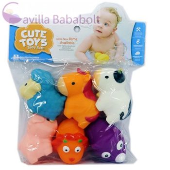 Háziállatos puha fürdőjáték szett 6 db/cs 3m+