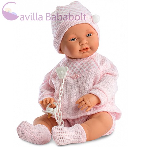 Llorens Csecsemő lány baba rózsaszín ruhában 45cm