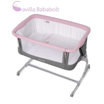   Jané BabySide szülői ágyhoz csatlakoztatható kiságy ágyneművel, rose-grey