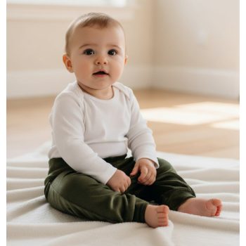   Lupilu fenyőzöld bébiplüss nadrág, Méret 50-56-os (0-2 hó)